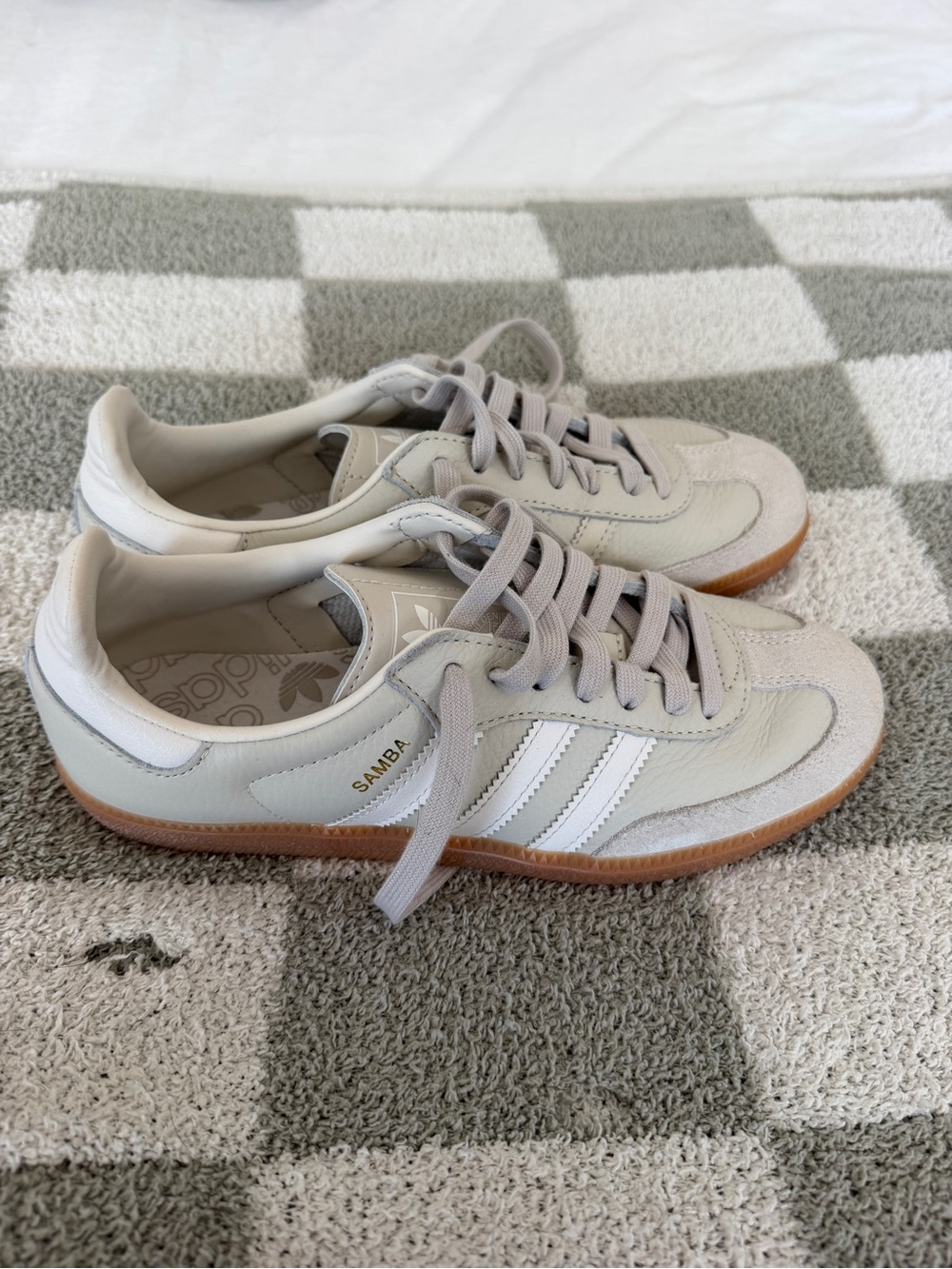 adidas Samba Women's Sneakers in Light Gray and White with Gum Sole